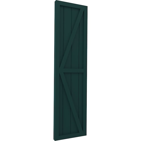 Ekena Millwork Americraft 4-Board Wood 2 Equal Panel Frmd Board-n-Batten Shutters w/Dubl Z-Bar, ARW102BF414X38FGH, PR - ARW102BF414X38FGH