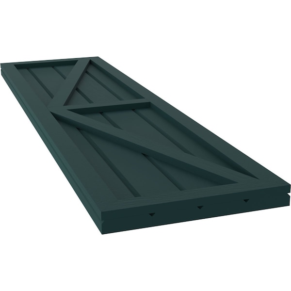 Ekena Millwork Americraft 4-Board Wood 2 Equal Panel Frmd Board-n-Batten Shutters w/Dubl Z-Bar, ARW102BF414X38FGH, PR - ARW102BF414X38FGH