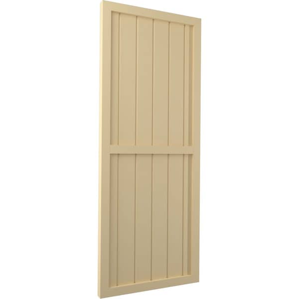 Ekena Millwork Americraft 6-Board Exterior Wood 2 Equal Panel Framed Board-n-Batten Shutters, ARW101BF621X51NTH, PR - ARW101BF621X51NTH