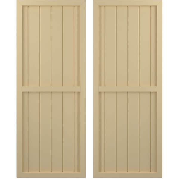 Ekena Millwork Americraft 6-Board Exterior Wood 2 Equal Panel Framed Board-n-Batten Shutters, ARW101BF621X51NTH, PR - ARW101BF621X51NTH