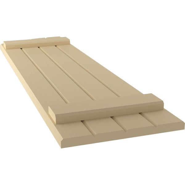 Ekena Millwork Americraft 4-Board (2 Batten) Wood Joined Board-n-Batten Shutters w/Ellipt Top, ARW101BE414X73NTH, PR - ARW101BE414X73NTH