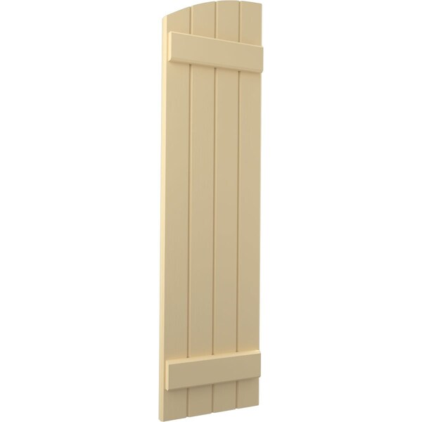 Ekena Millwork Americraft 4-Board (2 Batten) Wood Joined Board-n-Batten Shutters w/Ellipt Top, ARW101BE414X73NTH, PR - ARW101BE414X73NTH