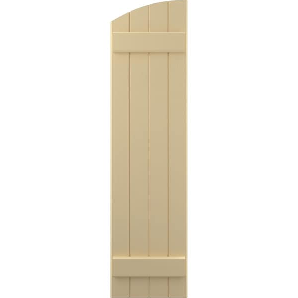 Ekena Millwork Americraft 4-Board (2 Batten) Wood Joined Board-n-Batten Shutters w/Ellipt Top, ARW101BE414X73NTH, PR - ARW101BE414X73NTH