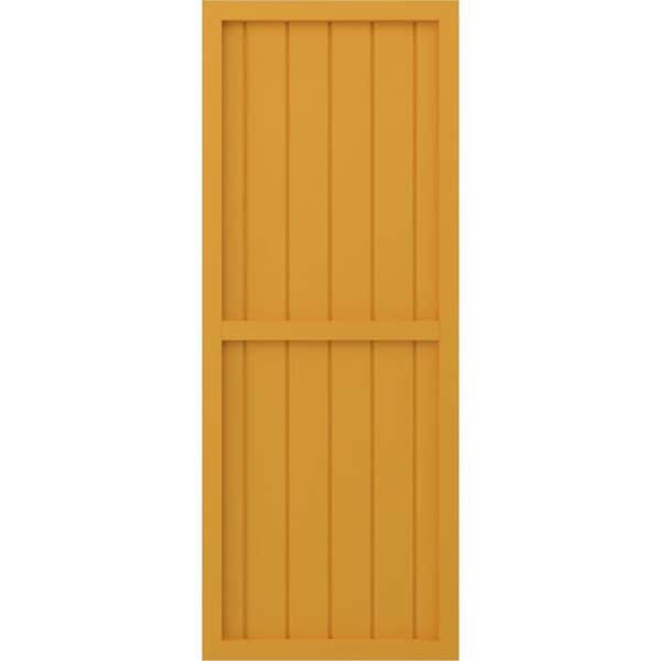 Ekena Millwork Americraft 6-Board Exterior Wood 2 Equal Panel Framed Board-n-Batten Shutters, ARW101BF621X38TUH, PR - ARW101BF621X38TUH