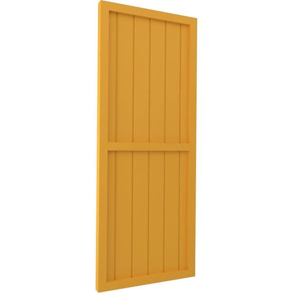 Ekena Millwork Americraft 6-Board Exterior Wood 2 Equal Panel Framed Board-n-Batten Shutters, ARW101BF621X38TUH, PR - ARW101BF621X38TUH