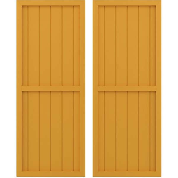 Ekena Millwork Americraft 6-Board Exterior Wood 2 Equal Panel Framed Board-n-Batten Shutters, ARW101BF621X38TUH, PR - ARW101BF621X38TUH
