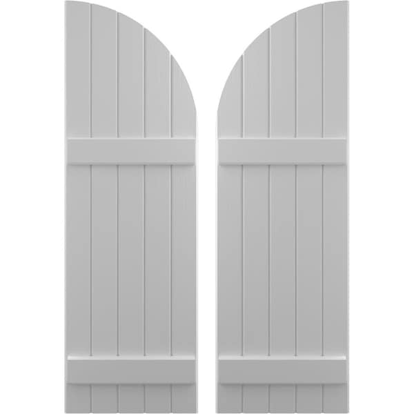 Ekena Millwork Americraft 5-Board (2 Batten) Wood Joined Board-n-Batten Shutters w/ Arch Top, ARW101BQ518X32PRH - ARW101BQ518X32PRH