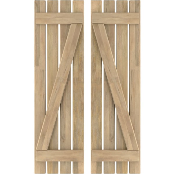 Ekena Millwork Americraft 4-Board (2 Batten) Wood Spaced Board-n-Batten Shutters w/ Z-Bar, ARW102SB415X47UNH, PR - ARW102SB415X47UNH