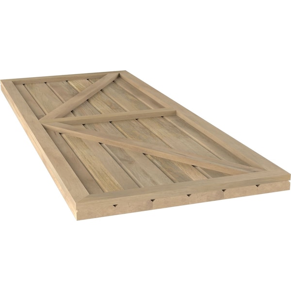 Ekena Millwork Americraft 6-Board Wood 2 Equal Panel Frmd Board-n-Batten Shutters w/Dubl Z-Bar, ARW102BF621X60UNH, PR - ARW102BF621X60UNH