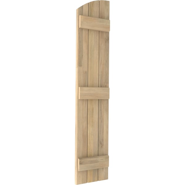 Ekena Millwork Americraft 3-Board (3 Batten) Wood Joined Board-n-Batten Shutters w/Ellipt Top, ARW401BE311X80UNH, PR - ARW401BE311X80UNH