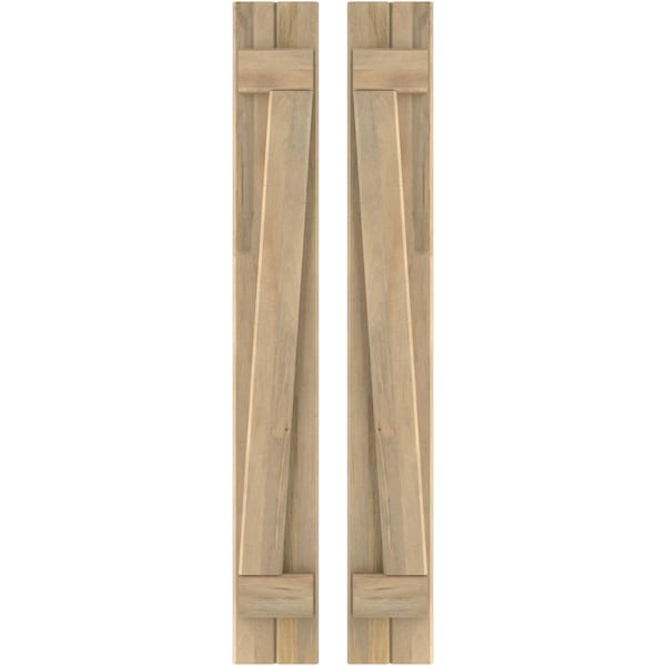 Ekena Millwork Americraft 2-Board (2 Batten) Wood Joined Board-n-Batten Shutters w/ Z-Bar, ARW102BB207X68UNH, PR - ARW102BB207X68UNH