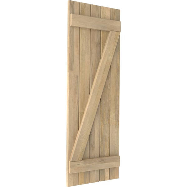 Ekena Millwork Americraft 5-Board (2 Batten) Wood Joined Board-n-Batten Shutters w/ Z-Bar, ARW102BB518X50UNH, PR - ARW102BB518X50UNH