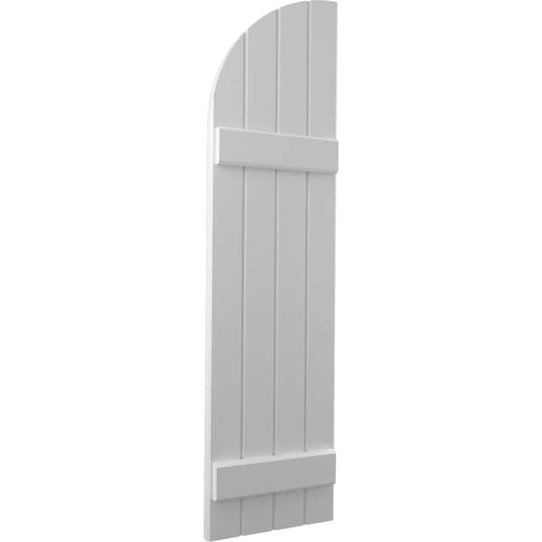 Ekena Millwork Americraft 4-Board (2 Batten) Wood Joined Board-n-Batten Shutters w/ Arch Top, ARW101BQ414X74PRH - ARW101BQ414X74PRH