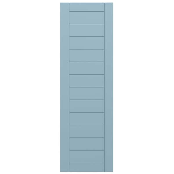 Ekena Millwork True Fit PVC Horizontal Slat Framed Modern Style Fixed Mount Shutters, Peaceful Blue, 18W x 76H, PR - TFP001HF18X076SB