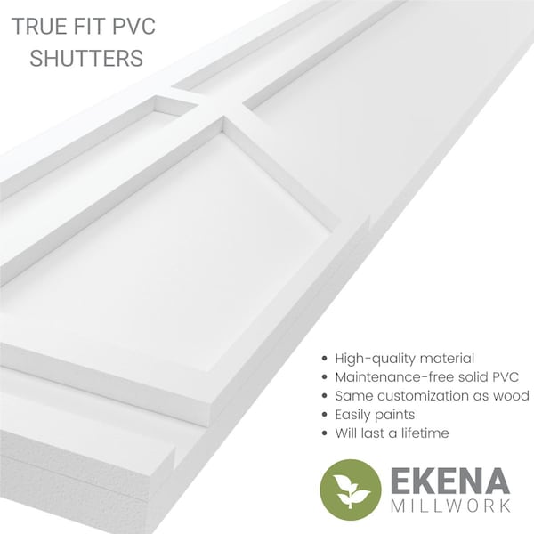 Ekena Millwork True Fit PVC Shaker Fixed Mount Shutters, Burnt Toffee, 12W x 48H, PR - TFP001SK12X048BT