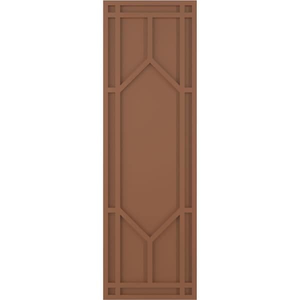 Ekena Millwork True Fit PVC Shaker Fixed Mount Shutters, Burnt Toffee, 12W x 48H, PR - TFP001SK12X048BT