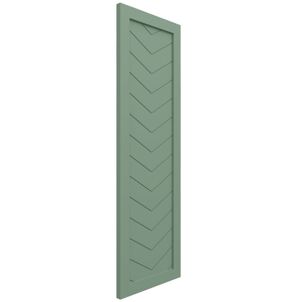 Ekena Millwork True Fit PVC Single Panel Chevron Modern Style Fixed Mount Shutters, Track Green, 15W x 26H, PR - TFP001CV15X026TG