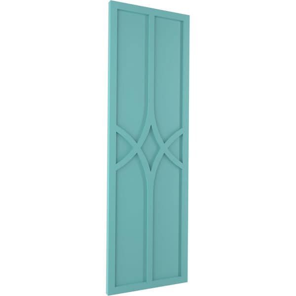 Ekena Millwork True Fit PVC Cedar Park Fixed Mount Shutters, Pure Turquoise, 18W x 76H, PR - TFP001CP18X076PT