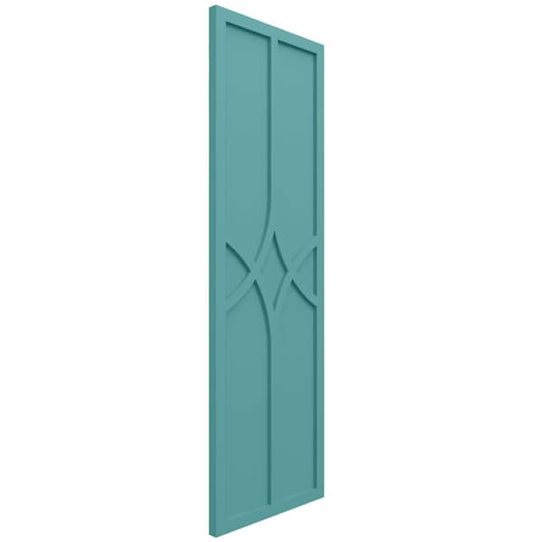 Ekena Millwork True Fit PVC Cedar Park Fixed Mount Shutters, Pure Turquoise, 18W x 76H, PR - TFP001CP18X076PT