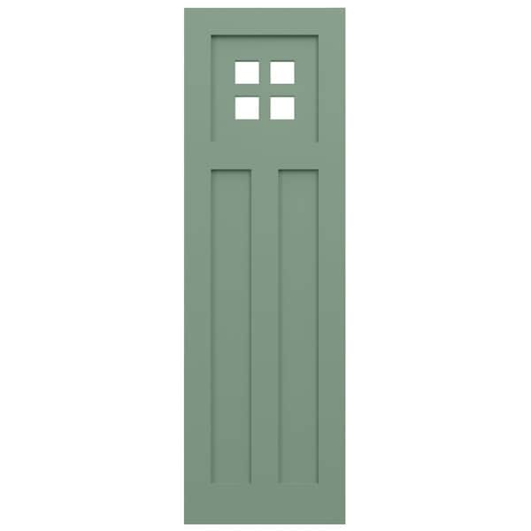 Ekena Millwork True Fit PVC San Antonio Mission Style Fixed Mount Shutters, Track Green, 12W x 66H, PR - TFP001ST12X066TG