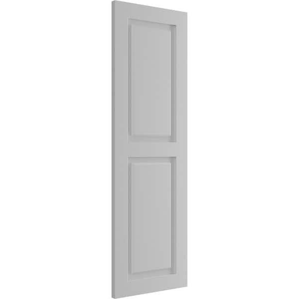 Ekena Millwork True Fit PVC Two Equal Raised Panel Shutters, Primed, 18"W x 58"H - TFP101RPF18X058PR