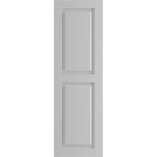 Ekena Millwork True Fit PVC Two Equal Raised Panel Shutters, Primed, 18"W x 58"H - TFP101RPF18X058PR