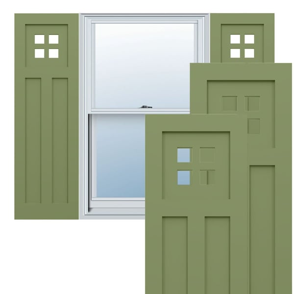 Ekena Millwork True Fit PVC San Antonio Mission Style Fixed Mount Shutters, Moss Green, 18W x 78H, PR - TFP001ST18X078MG
