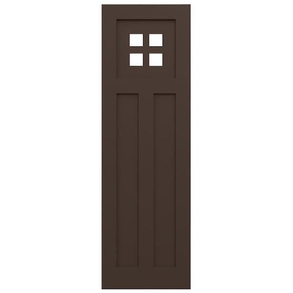 Ekena Millwork True Fit PVC San Antonio Mission Style Fixed Mount Shutters, Raisin Brown, 18W x 30H, PR - TFP001ST18X030TB