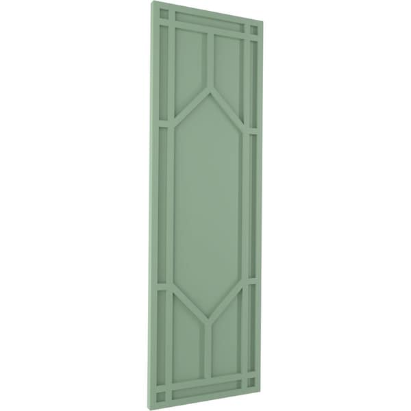 Ekena Millwork True Fit PVC Shaker Fixed Mount Shutters, Track Green, 18W x 55H, PR - TFP001SK18X055TG