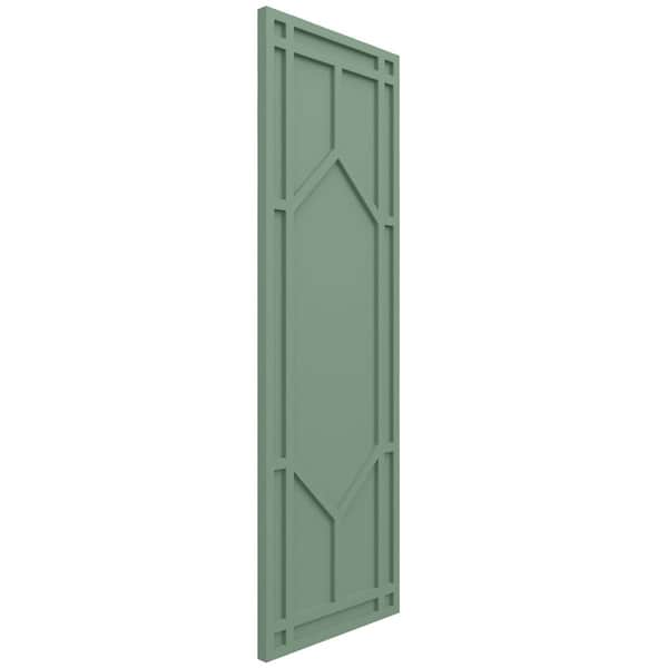 Ekena Millwork True Fit PVC Shaker Fixed Mount Shutters, Track Green, 18W x 55H, PR - TFP001SK18X055TG