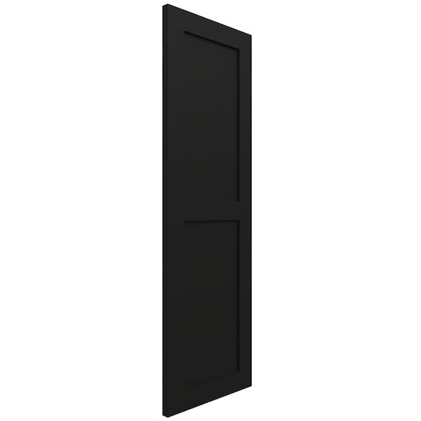 Ekena Millwork True Fit PVC Two Equal Flat Panel Shutters, Black, 12W x 74H, PR - TFP101FPF12X074BL