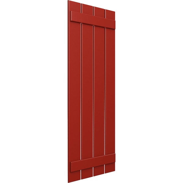 Ekena Millwork True Fit PVC Four Board Spaced Board-n-Batten Shutters, Fire Red , 23W x 58H, PR - TFP101SBF23X058BR