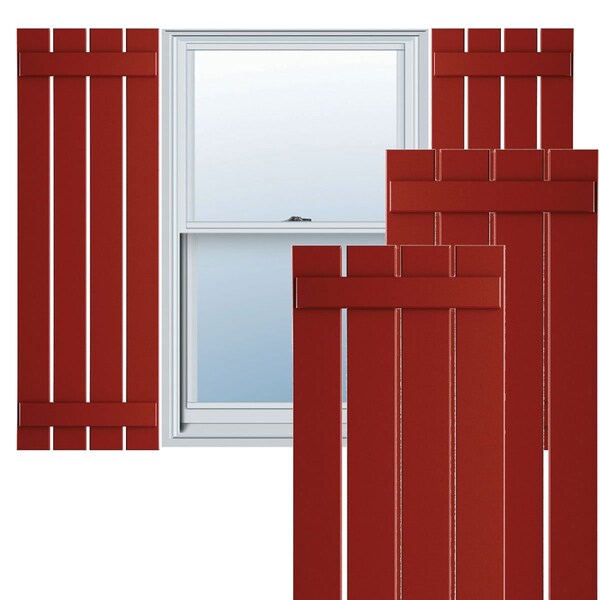 Ekena Millwork True Fit PVC Four Board Spaced Board-n-Batten Shutters, Fire Red , 23W x 58H, PR - TFP101SBF23X058BR