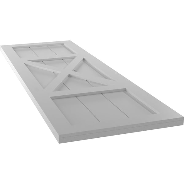 Ekena Millwork True Fit PVC Center X-Board Farmhouse Fixed Mount Shutters, Primed , 15"W x 38"H - TFP107FH15X038PR