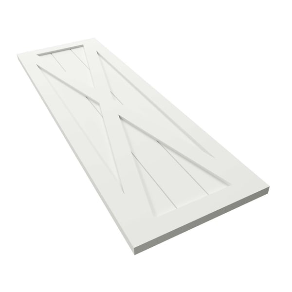 Ekena Millwork True Fit PVC Single X-Board Farmhouse Fixed Mount Shutters, Unfinished, 12W x 37H, PR - TFP001FH12X037UN