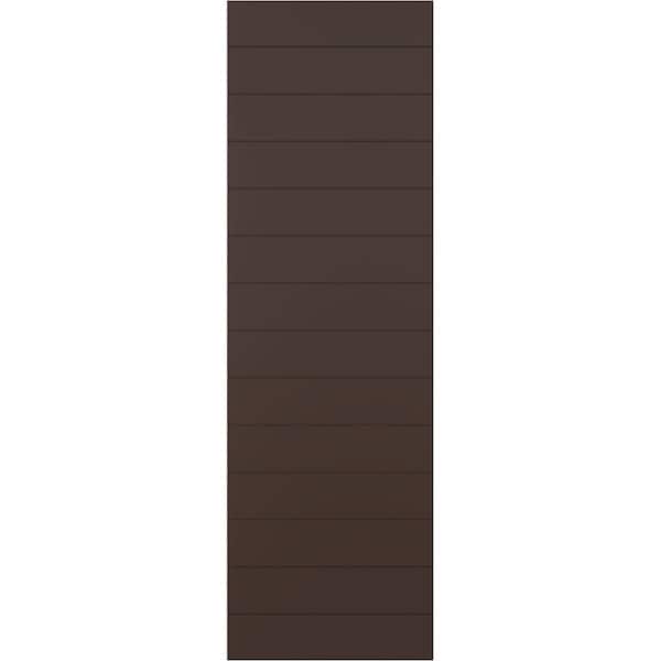 Ekena Millwork True Fit PVC Horizontal Slat Modern Style Fixed Mount Shutters, Raisin Brown, 12W x 68H, PR - TFP001HZ12X068TB