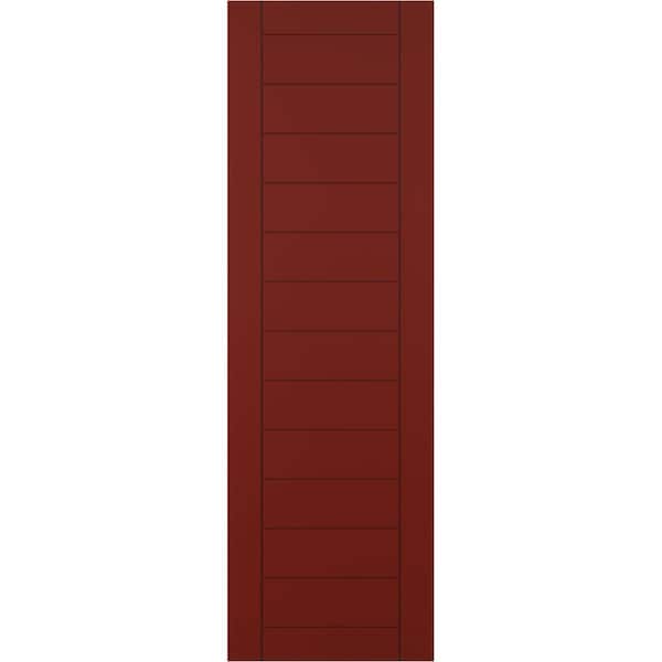 Ekena Millwork True Fit PVC Horizontal Slat Framed Modern Style Fixed Mount Shutters, Pepper Red, 15W x 31H, PR - TFP001HF15X031MR