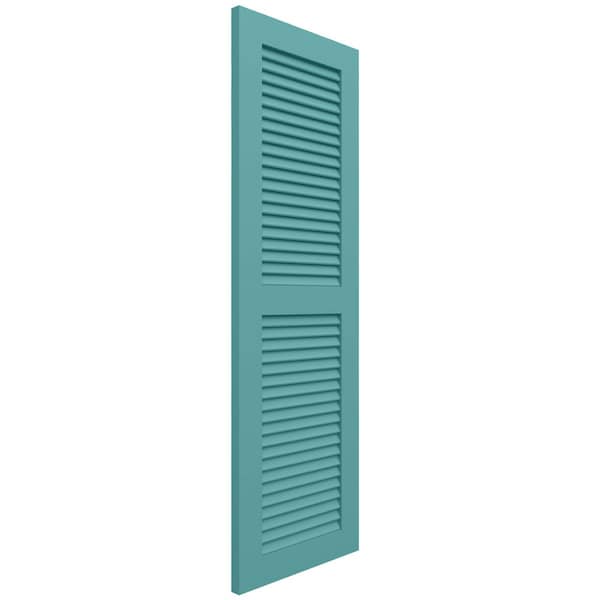 Ekena Millwork True Fit PVC, Two Equal Louver Shutters, Pure Turquoise, 18W x 26H, PR - TFP101LVF18X026PT