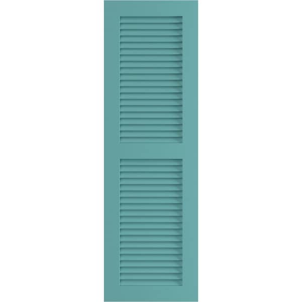 Ekena Millwork True Fit PVC, Two Equal Louver Shutters, Pure Turquoise, 18W x 26H, PR - TFP101LVF18X026PT