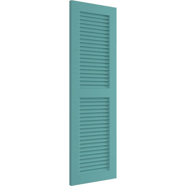 Ekena Millwork True Fit PVC, Two Equal Louver Shutters, Pure Turquoise, 18W x 26H, PR - TFP101LVF18X026PT