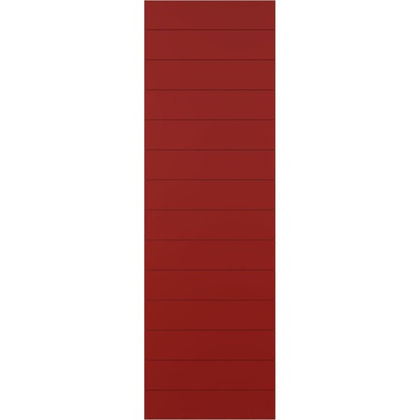 Ekena Millwork True Fit PVC Horizontal Slat Modern Style Fixed Mount Shutters, Fire Red, 12W x 45H, PR - TFP001HZ12X045BR