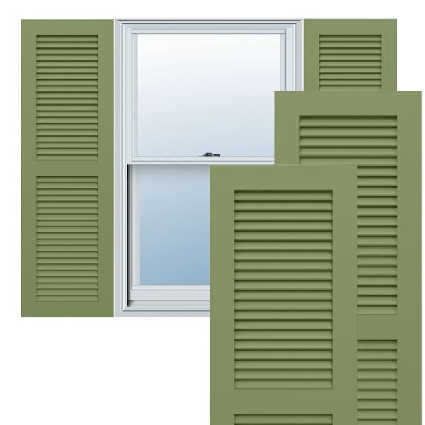 Ekena Millwork True Fit PVC Two Equal Louver Shutters, Moss Green, 18W x 34H, PR - TFP101LVF18X034MG