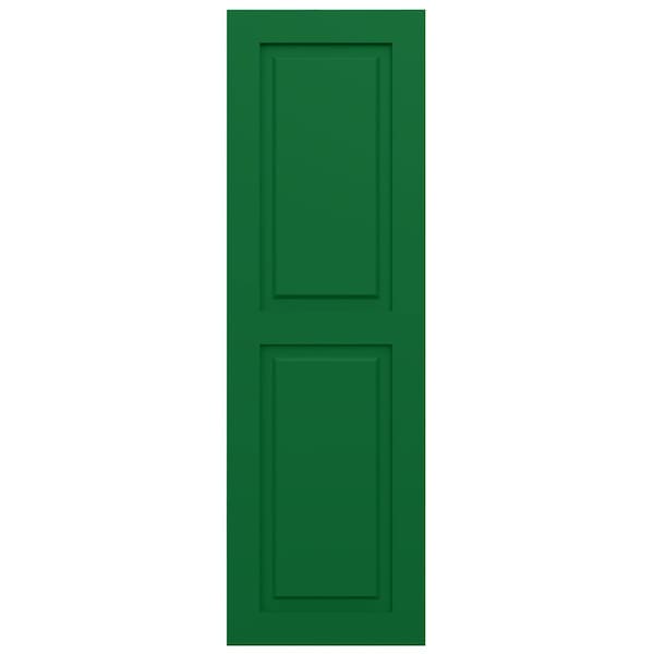 Ekena Millwork True Fit PVC Two Equal Raised Panel Shutters, Viridian Green, 12W x 32H, PR - TFP101RPF12X032HG