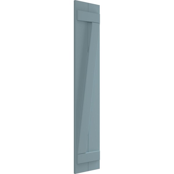Ekena Millwork True Fit PVC Two Board Joined Board-n-Batten Shutters w/Z-Bar, Peaceful Blue , 10 3/4W x 65H, PR - TFP102BBF11X065SB