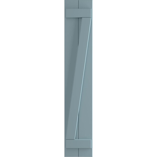 Ekena Millwork True Fit PVC Two Board Joined Board-n-Batten Shutters w/Z-Bar, Peaceful Blue , 10 3/4W x 65H, PR - TFP102BBF11X065SB