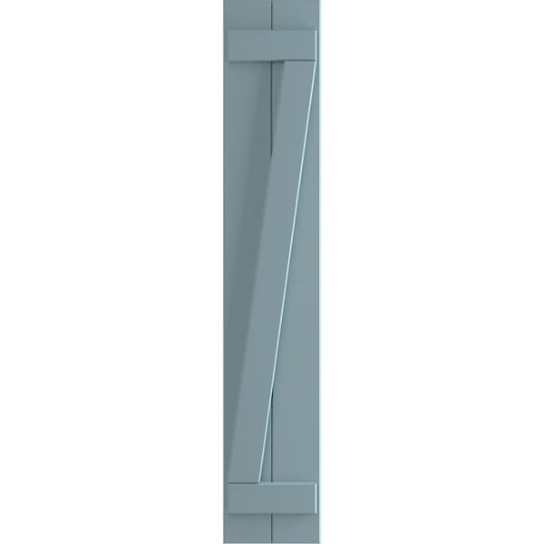 Ekena Millwork True Fit PVC Two Board Joined Board-n-Batten Shutters w/Z-Bar, Peaceful Blue , 10 3/4W x 65H, PR - TFP102BBF11X065SB