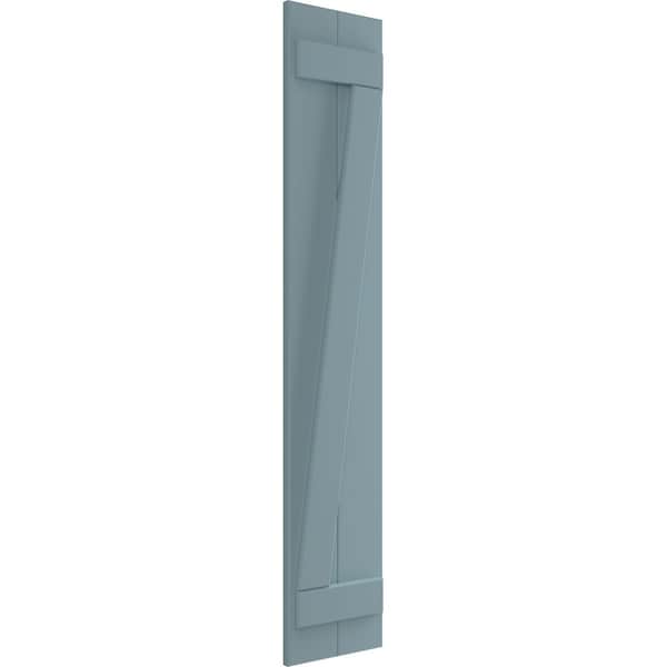 Ekena Millwork True Fit PVC Two Board Joined Board-n-Batten Shutters w/Z-Bar, Peaceful Blue , 10 3/4W x 65H, PR - TFP102BBF11X065SB