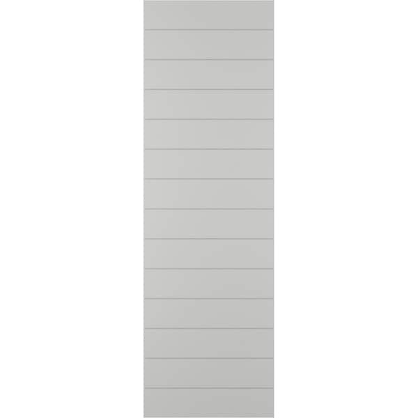Ekena Millwork True Fit PVC Horizontal Slat Modern Style Fixed Mount Shutters, Hailstorm Gray, 15W x 54H, PR - TFP001HZ15X054ST