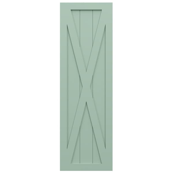 Ekena Millwork True Fit PVC Single X-Board Farmhouse Fixed Mount Shutters, Seaglass, 18W x 55H, PR - TFP001FH18X055SG