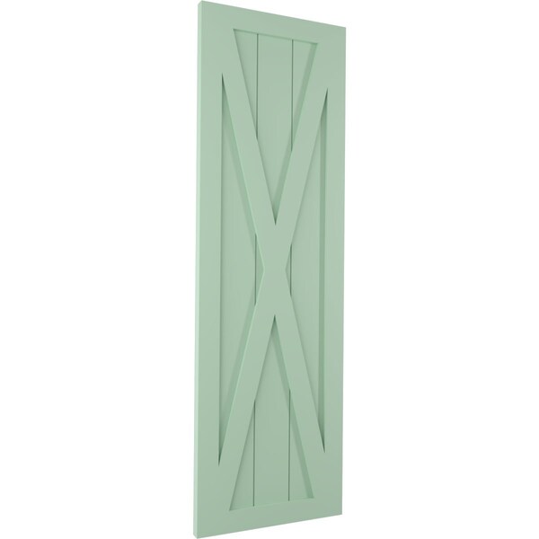 Ekena Millwork True Fit PVC Single X-Board Farmhouse Fixed Mount Shutters, Seaglass, 18W x 55H, PR - TFP001FH18X055SG